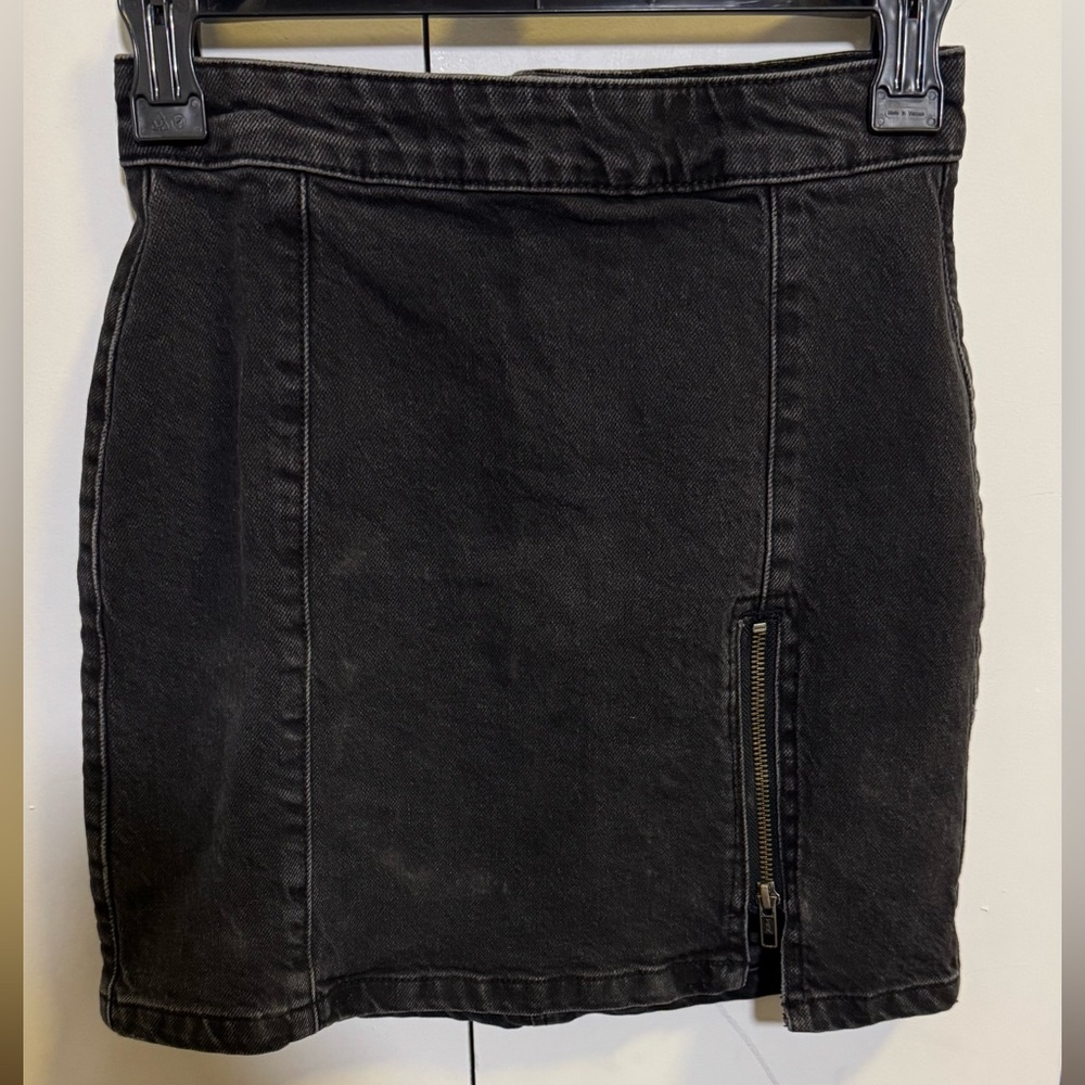 Free People Black Denim Mini Skirt